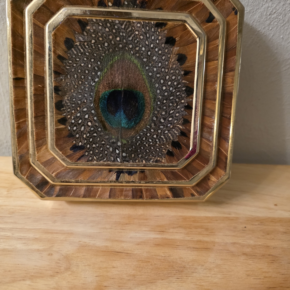Gold Clutch With Peacock Feather